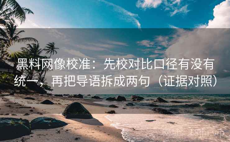 黑料网像校准：先校对比口径有没有统一，再把导语拆成两句（证据对照）